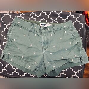 Old Navy Green Jean Shorts with Polka Dot Pattern
